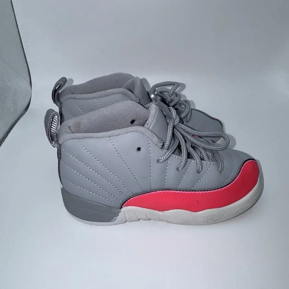 Air Jordan 12 Retro Racer Pink Wolf Grey Toddler 9C 819666-060 Shoes
